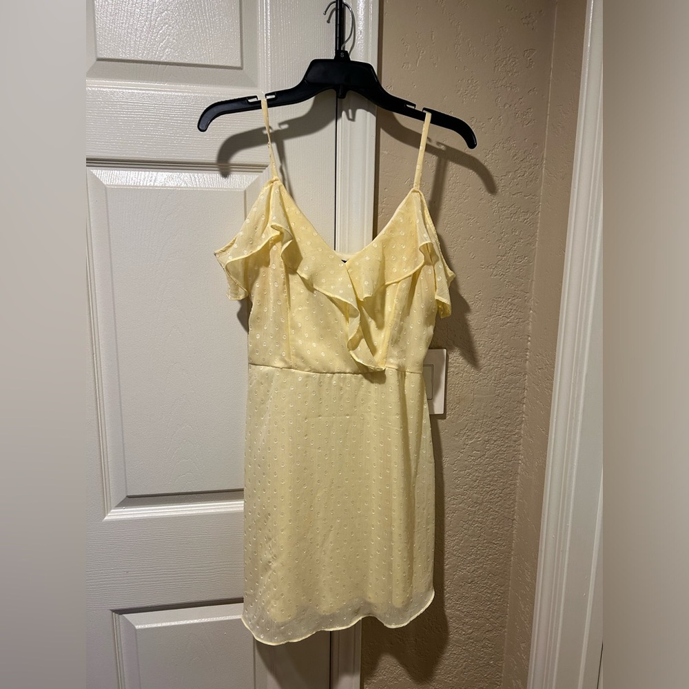 Yellow Ruffle Spaghetti Strap Dress